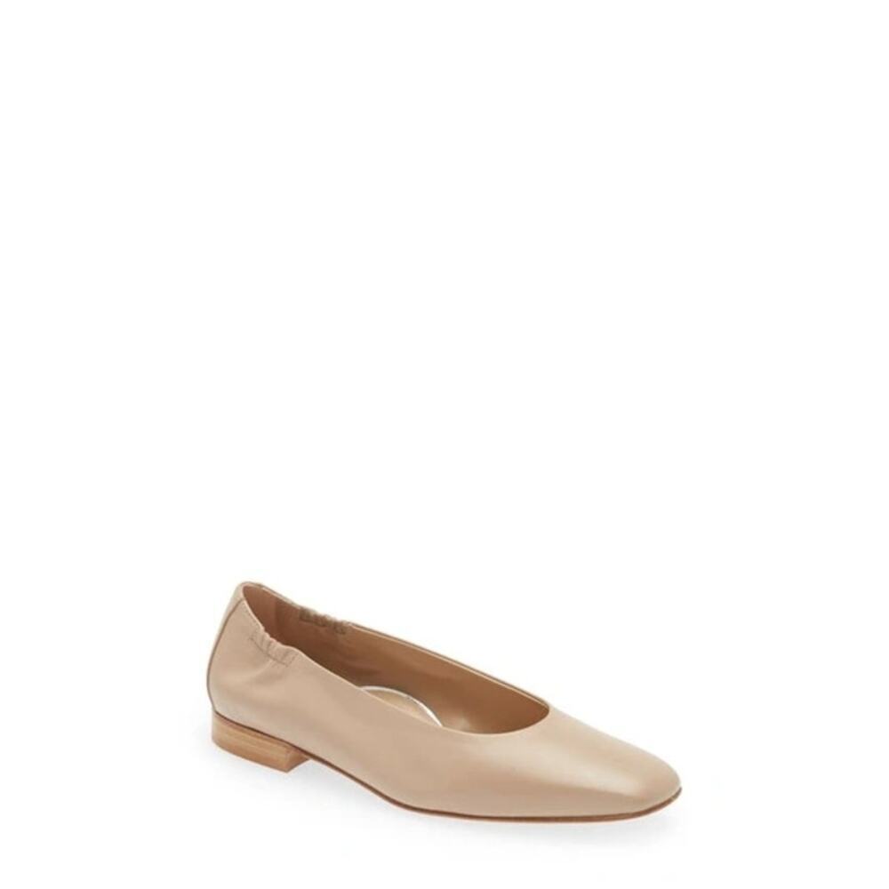 RON WHITE 36 Jojo Stack Heel Ballet Flat In Nude  5.5  made in Italy new $445